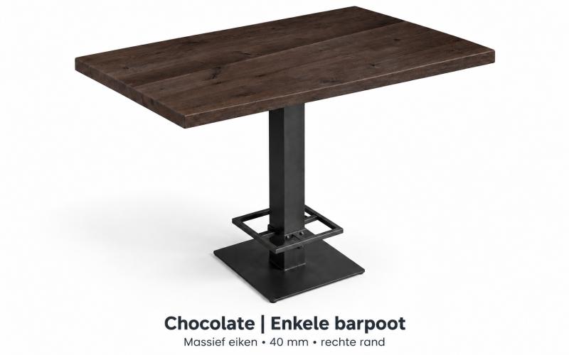 Compacte eiken bartafel met rechte rand &ndash; enkele barpoot